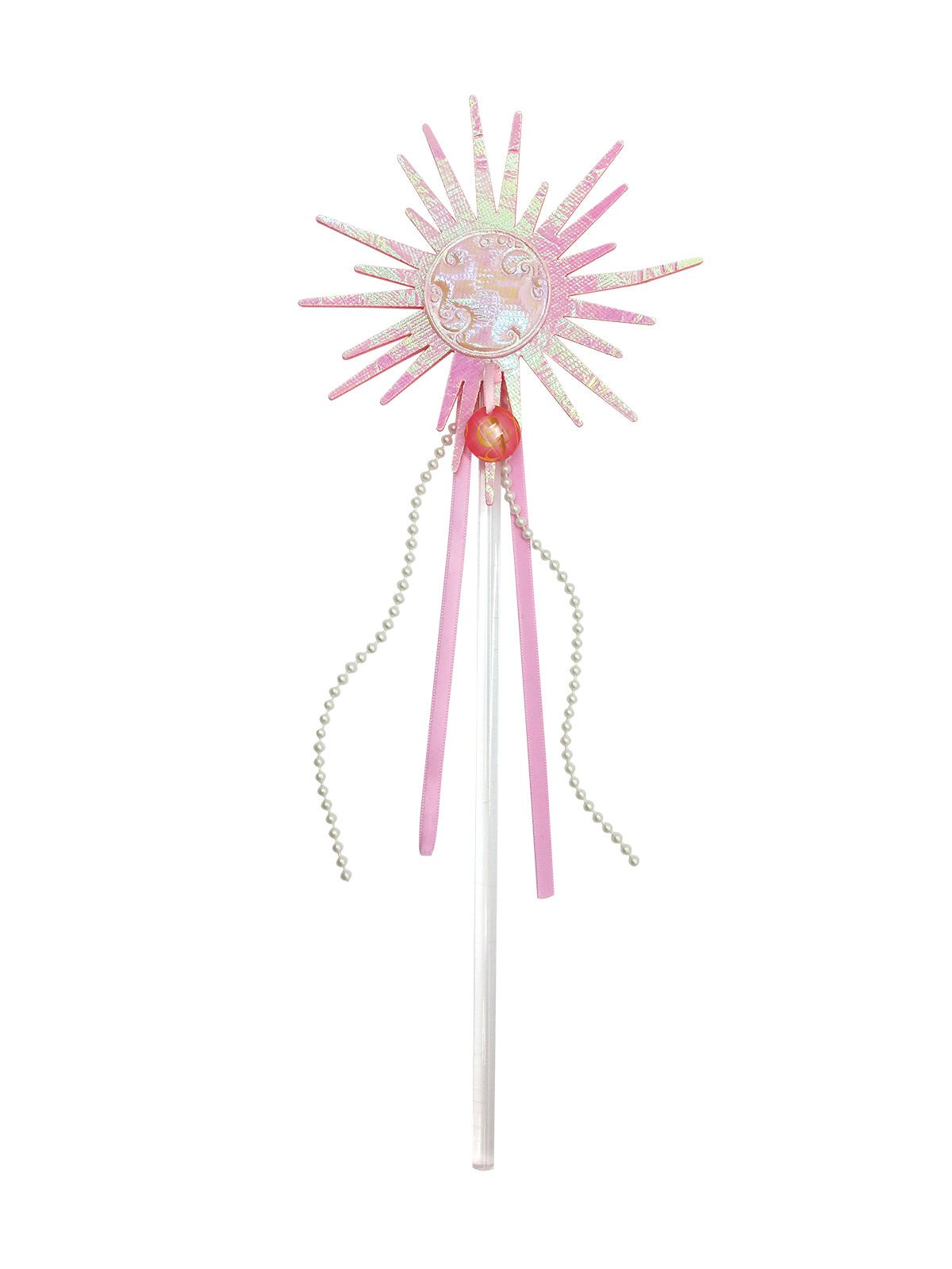 Glindas enchanted wand features a shimmering pink orb, perfect for magical costume play and spellcasting fun.