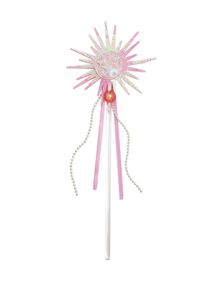 Glindas enchanted wand features a shimmering pink orb, perfect for magical costume play and spellcasting fun.