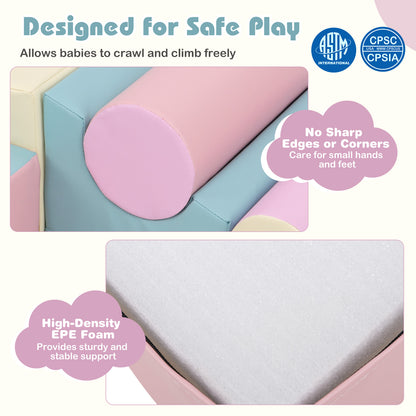 7 Piece Foam Building Blocks Set | Hook Loop Fasteners | Multicolor