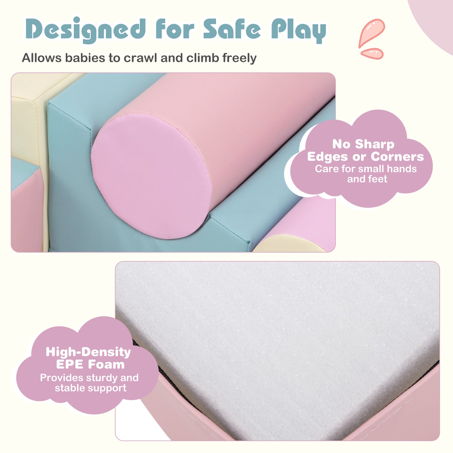 7 Piece Foam Building Blocks Set | Hook Loop Fasteners | Multicolor