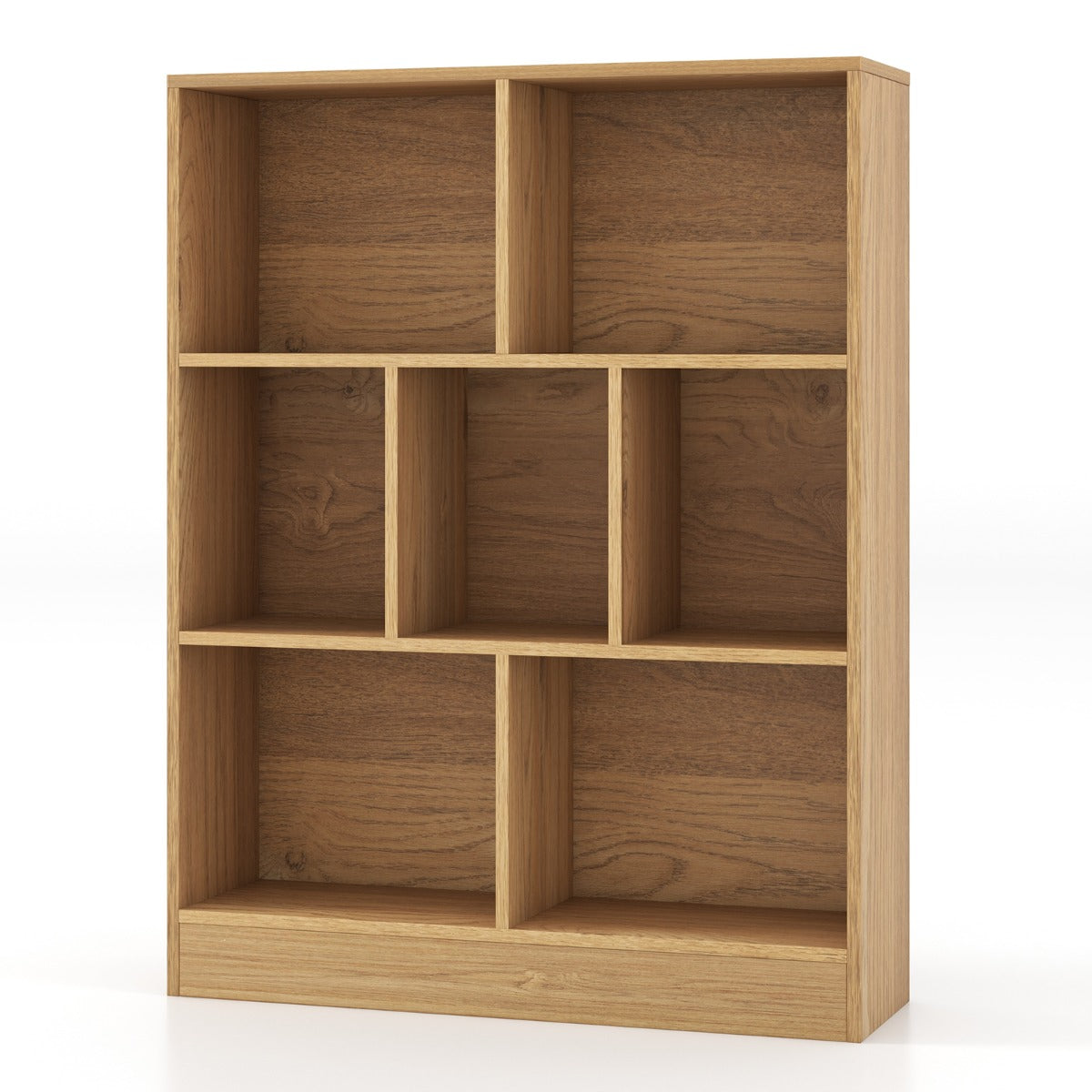 7 Cube Bookshelf | Natural Wood Display Shelf with Open Storage