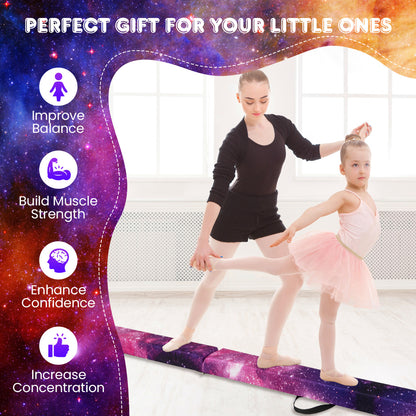 7ft Folding Balance Beam | EPE Foam Wood Base | Pink Blue Black