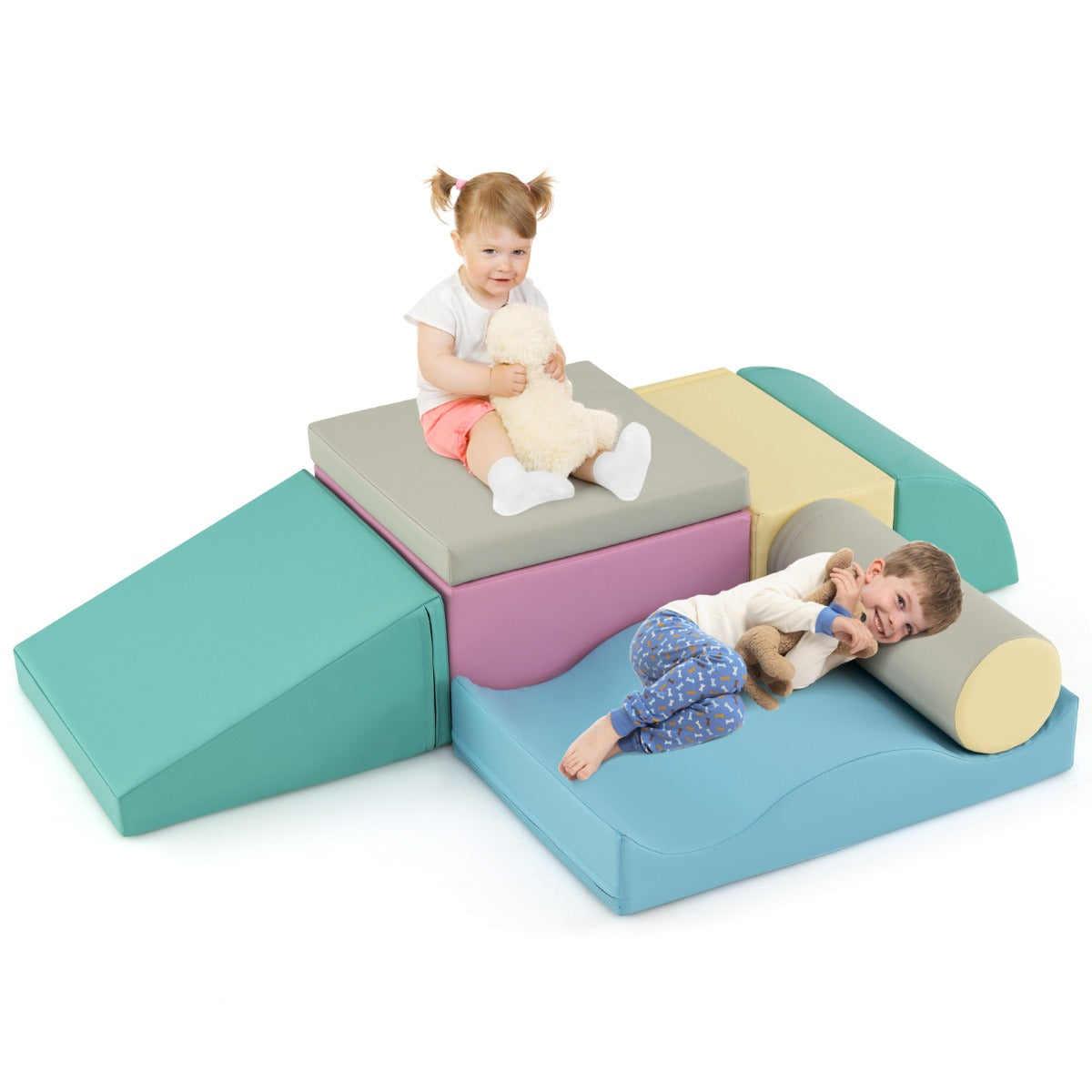 7 Pieces Climb And Crawl Activity Play Set | Blue Foam Blocks