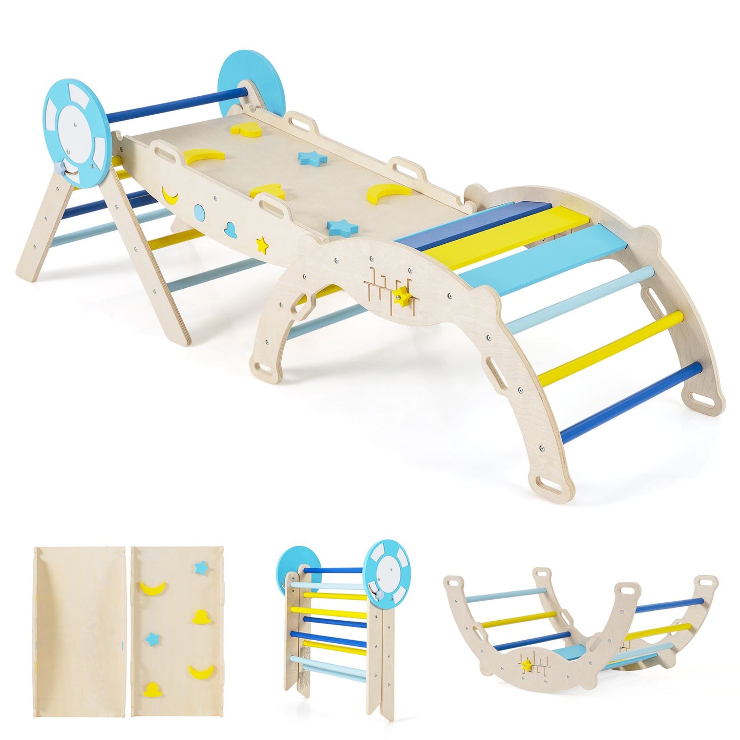 8 In 1 Montessori Climber Set | Macaron Natural Beech Wood