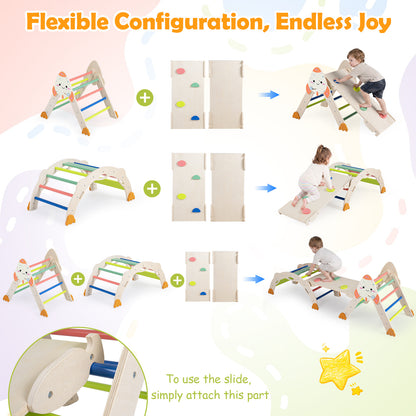 8 In 1 Pikler Triangle Set | Rocket Themed Foldable Climber With Cushion