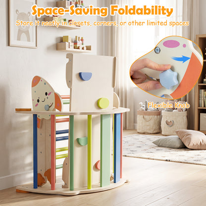 8 In 1 Pikler Triangle Set | Rocket Themed Foldable Climber With Cushion