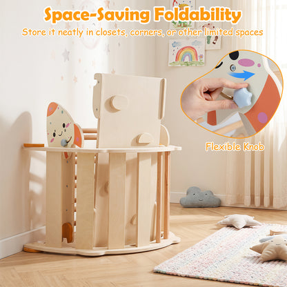 8 In 1 Natural Pikler Triangle Set | Rocket Themed Foldable Climber