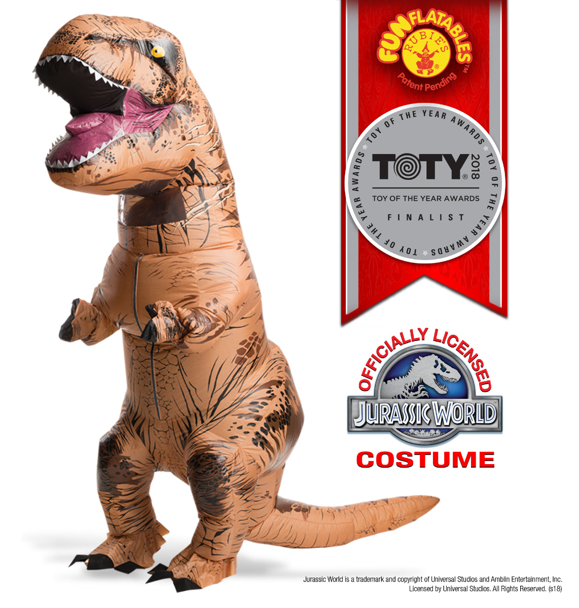 T-REX INFLATABLE COSTUME WITH SOUND ADULT