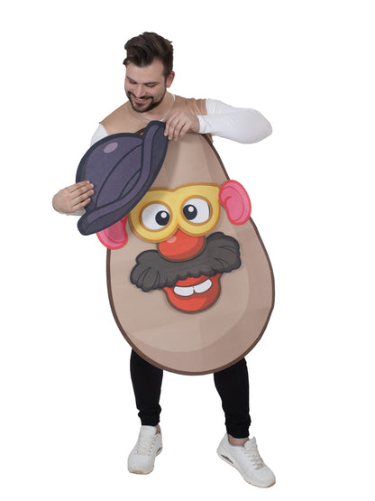 Full-body Mr Potato Head costume for adults features iconic character design, perfect for parties and cosplay events.