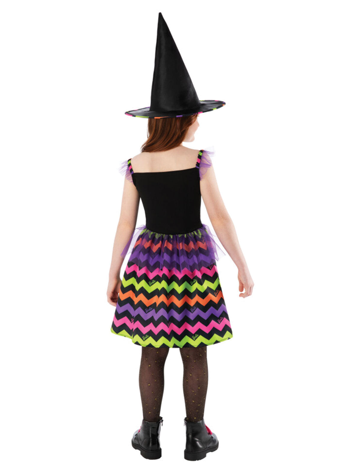 Barbie Black Rainbow Tutu Witch Costume | Sequin Dress Hat Set