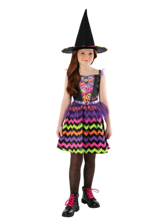 Barbie Black Rainbow Tutu Witch Costume | Sequin Dress Hat Set