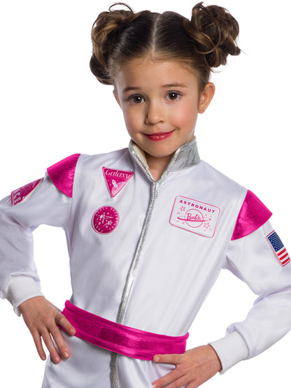 Barbie Astronaut Kids Costume | White Pink Silver Jumpsuit