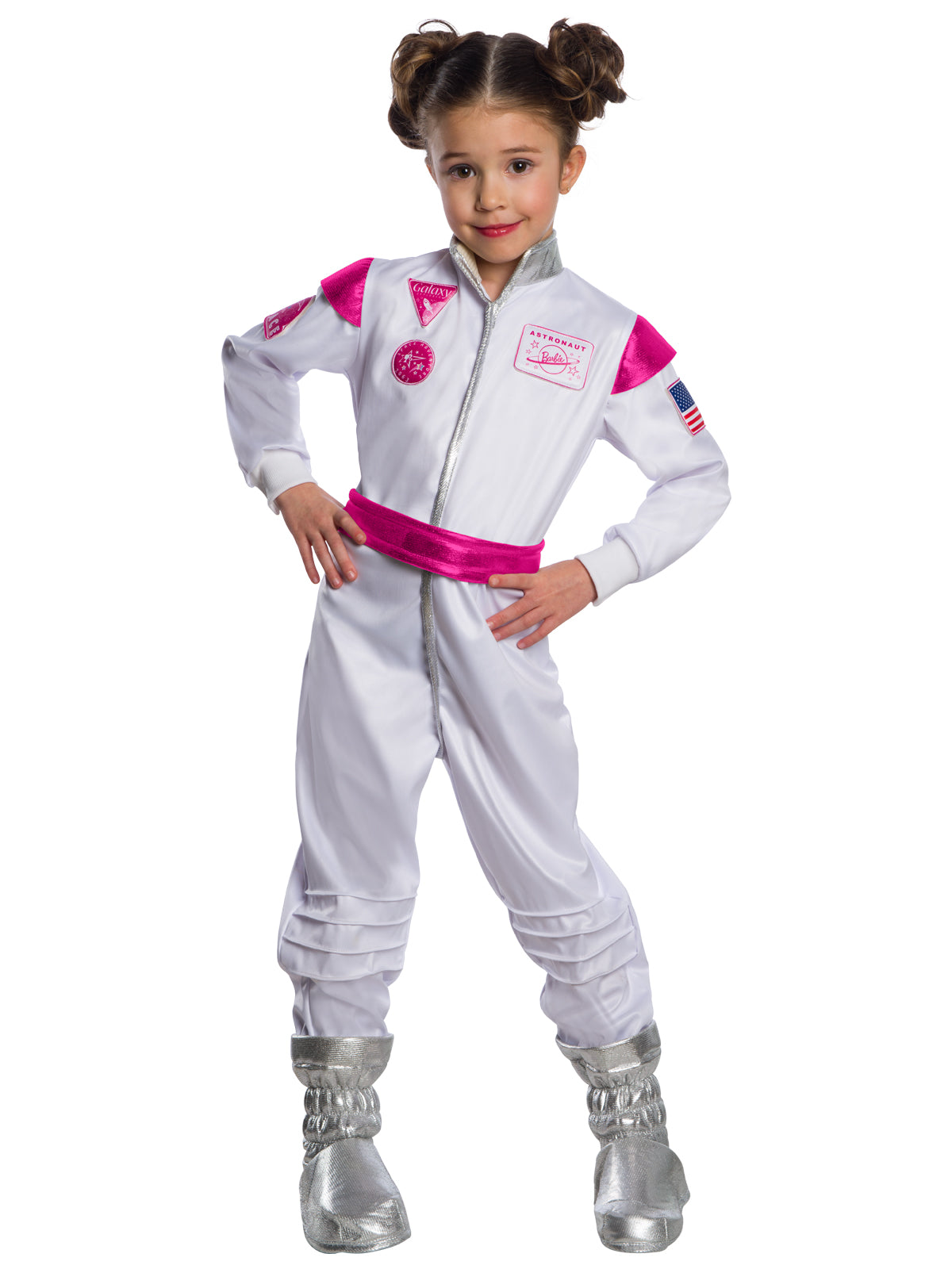 Barbie Astronaut Kids Costume | White Pink Silver Jumpsuit