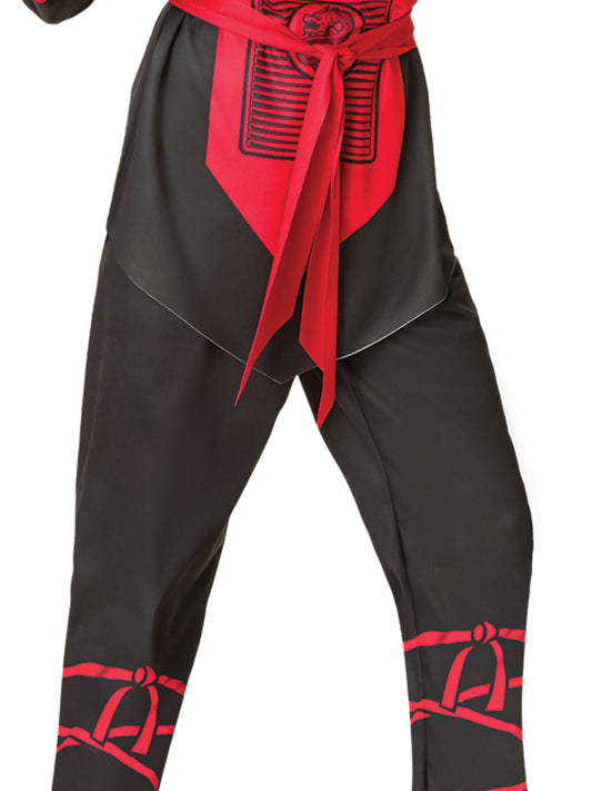 Kids Black Red Dragon Ninja Costume | Hooded Shirt Mask Pants