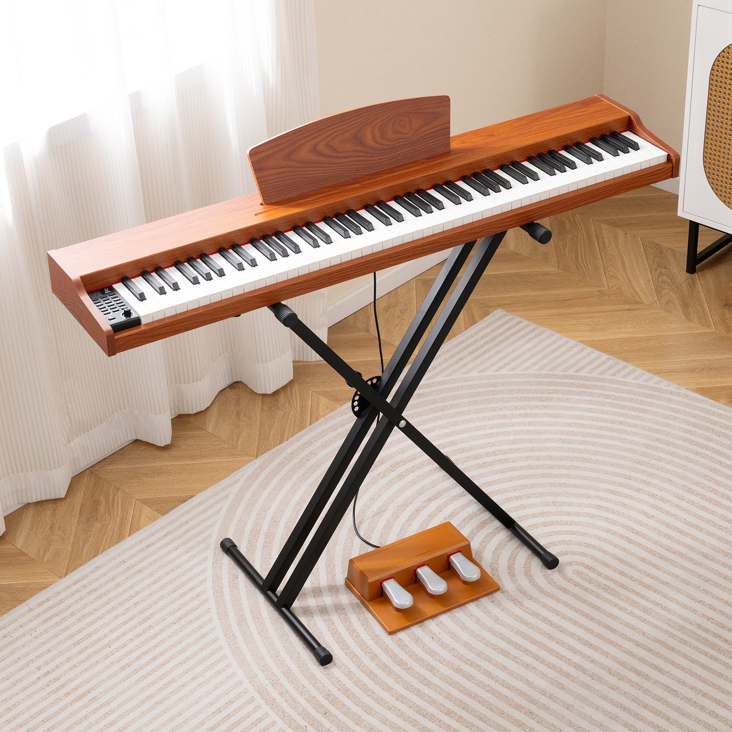 88 Key Brown Digital Piano | Semi Weighted Keys | Dual Speakers