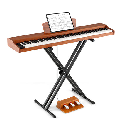 88 Key Brown Digital Piano | Semi Weighted Keys | Dual Speakers