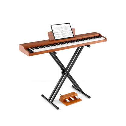 88 Key Brown Digital Piano | Semi Weighted Keys | Dual Speakers