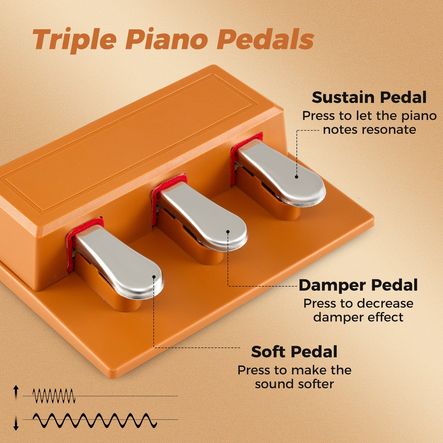 88 Key Brown Digital Piano | Semi Weighted Keys | Dual Speakers