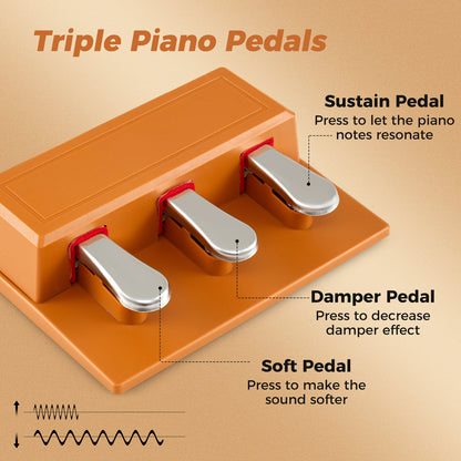88 Key Brown Digital Piano | Semi Weighted Keys | Dual Speakers