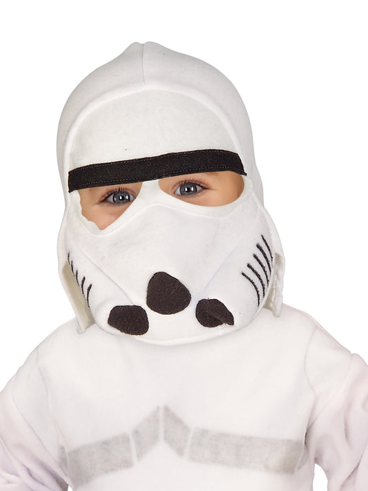 Kids Stormtrooper jumpsuit costume & mask for authentic Star Wars play at home.