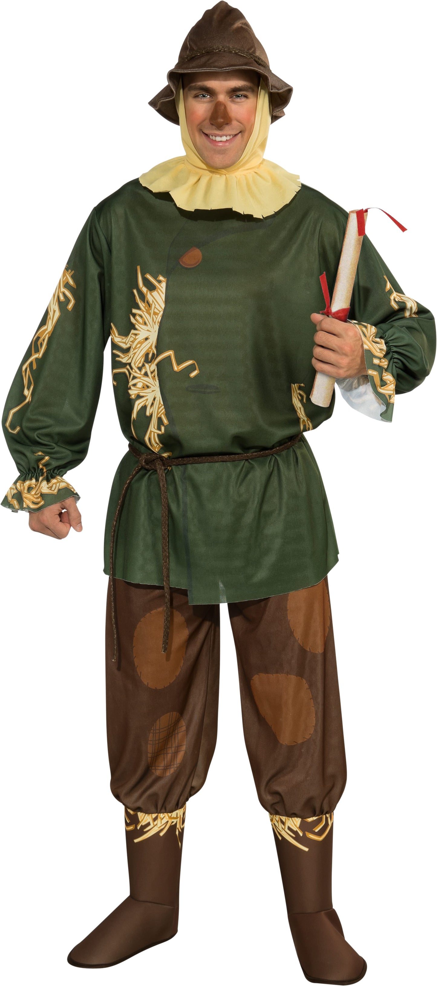 Wizard of Oz Scarecrow Costume for adults with accessories, officially licensed for cosplay and parties.