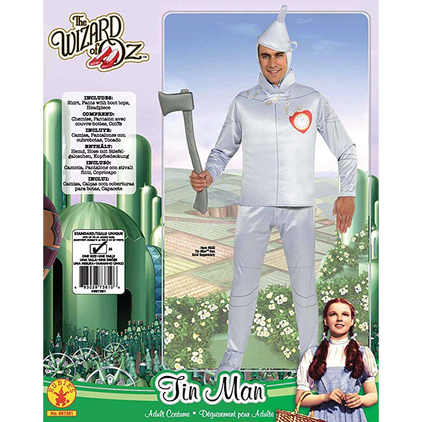 Deluxe Wizard of Oz Tin Man adult costume set for authentic childrens home dress-up.