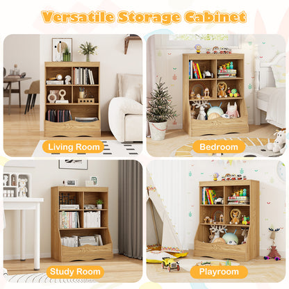 Natural 5-Cube Bookshelf 88cm | Multi-Storage Bins Toy Organizer
