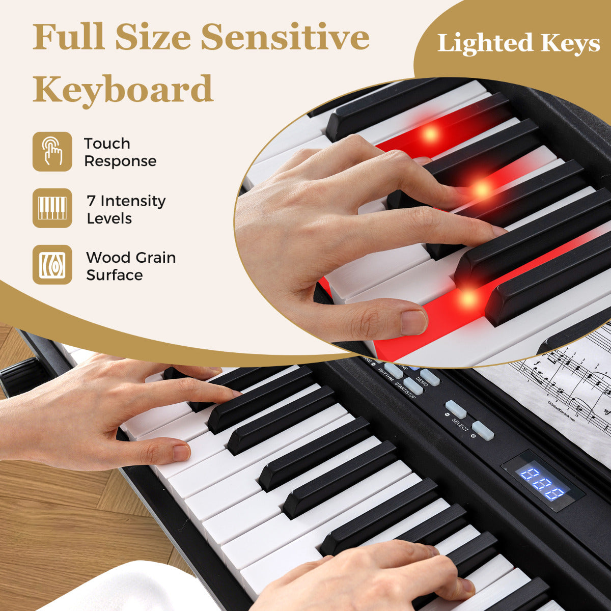 Black 88 Key Electric Piano Keyboard | Stand Stool & MIDI