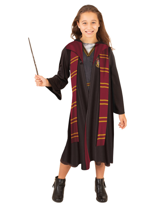 Hermione Granger costume with robe and wand, perfect for kids Harry Potter playtime.