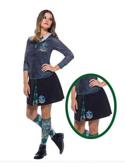 Slytherin house skirt for teens and adults, perfect for Harry Potter fans at home.