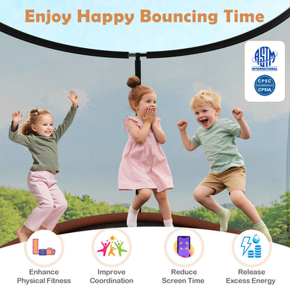 8 Ft Orange Outdoor Trampoline | Heavy-Duty Galvanized Steel Frame