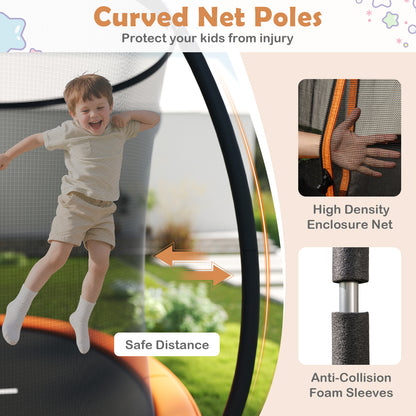 8 Ft Orange Outdoor Trampoline | Heavy-Duty Galvanized Steel Frame