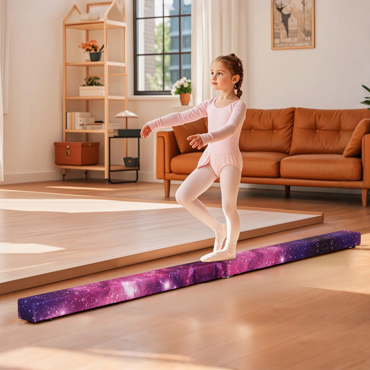 8 FT Folding Balance Beam with Solid Wood Base and Anti-slip Bottom-Magic Star