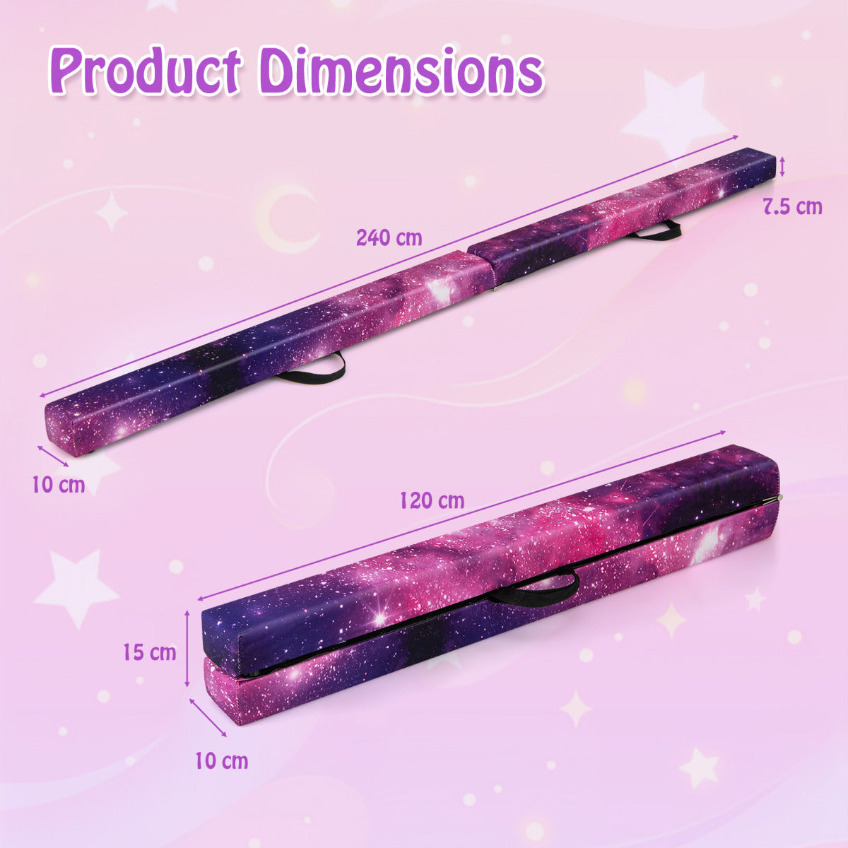 Magic Star 8 Ft Folding Balance Beam | Wood Base Anti-Slip