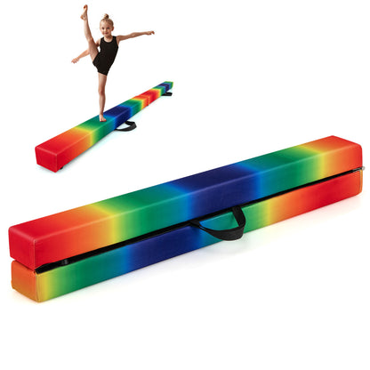 8 Ft Foldable Gymnastics Balance Beam | Wood Base Rainbow