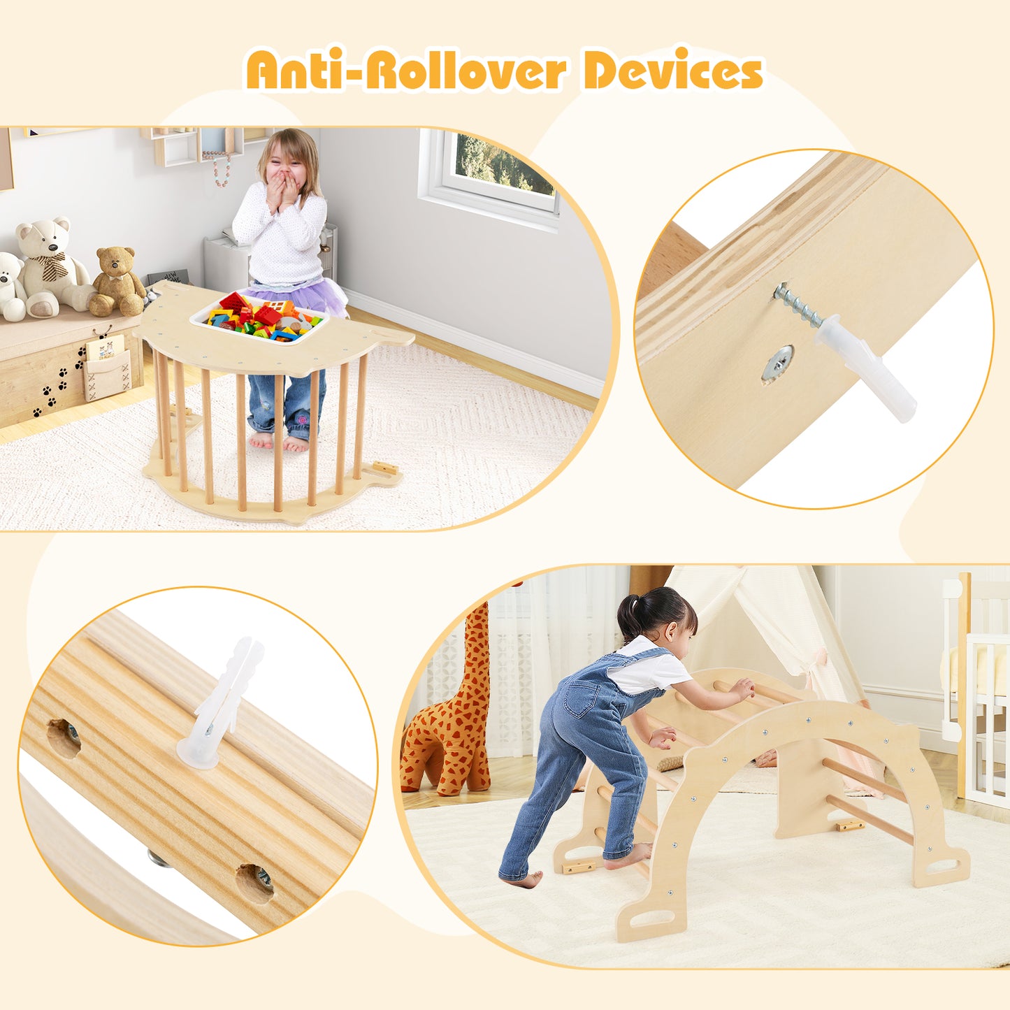 8 In 1 Natural Wood Climbing Arch Sensory Table | Montessori