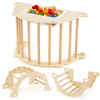 8 In 1 Natural Wooden Climbing Arch Sensory Table | Storage Bin