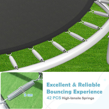 8 Ft Black Outdoor Trampoline | Heavy Duty Steel Frame Recreation
