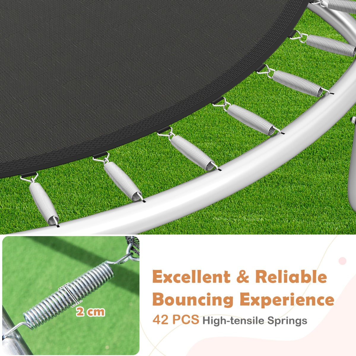 8 Ft Orange Outdoor Trampoline | Heavy-Duty Galvanized Steel Frame