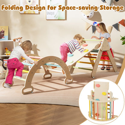 8 In 1 Wooden Kids Climbing Frame | Macaron Multicolour Beech