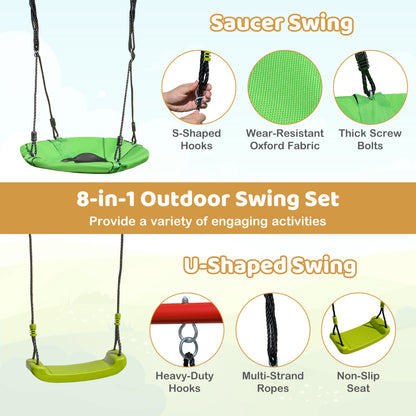 8-in-1 Outdoor Swing Set | Slide Basketball Hoop Multicolour