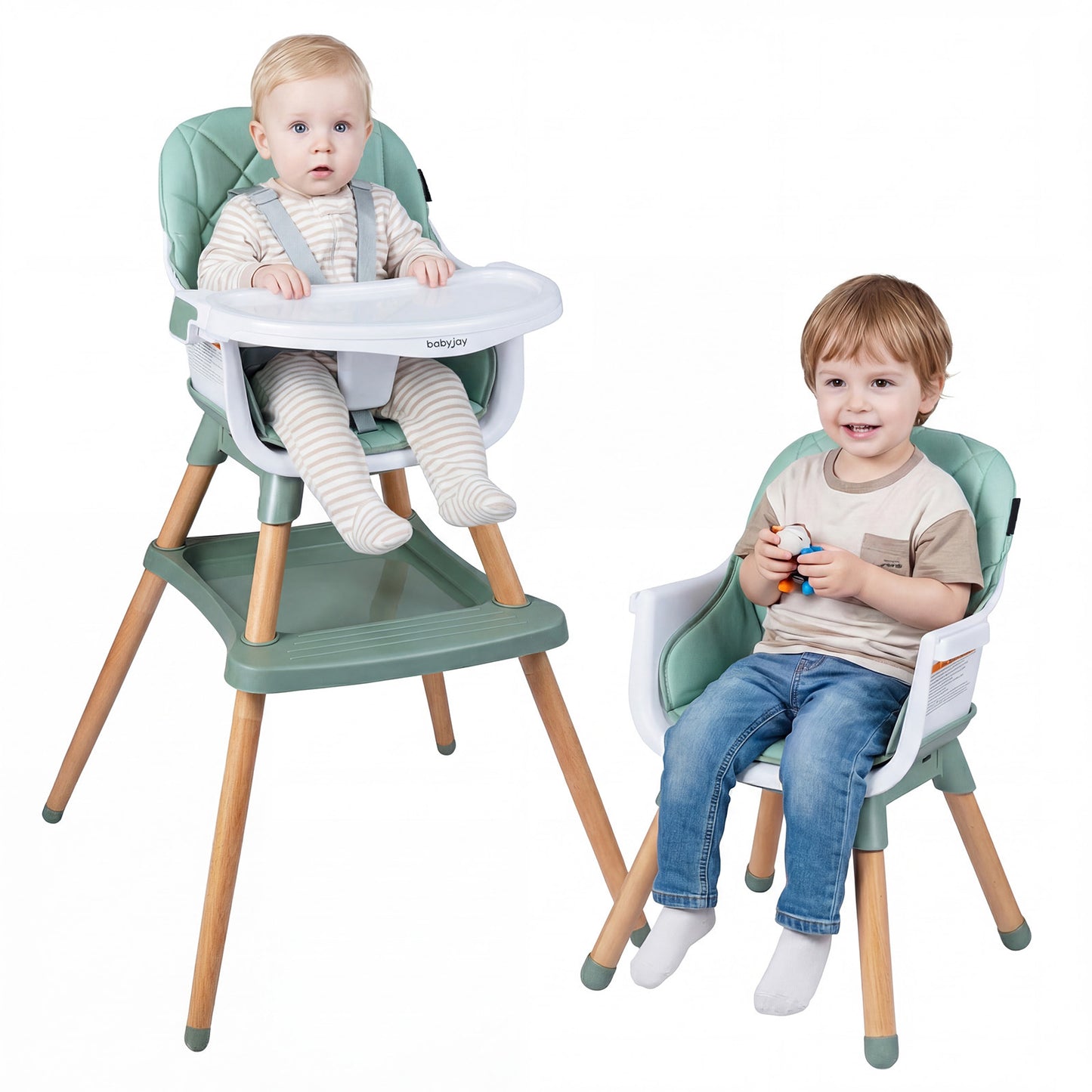 Green 9-In-1 Convertible High Chair | Waterproof Cushion & Booster