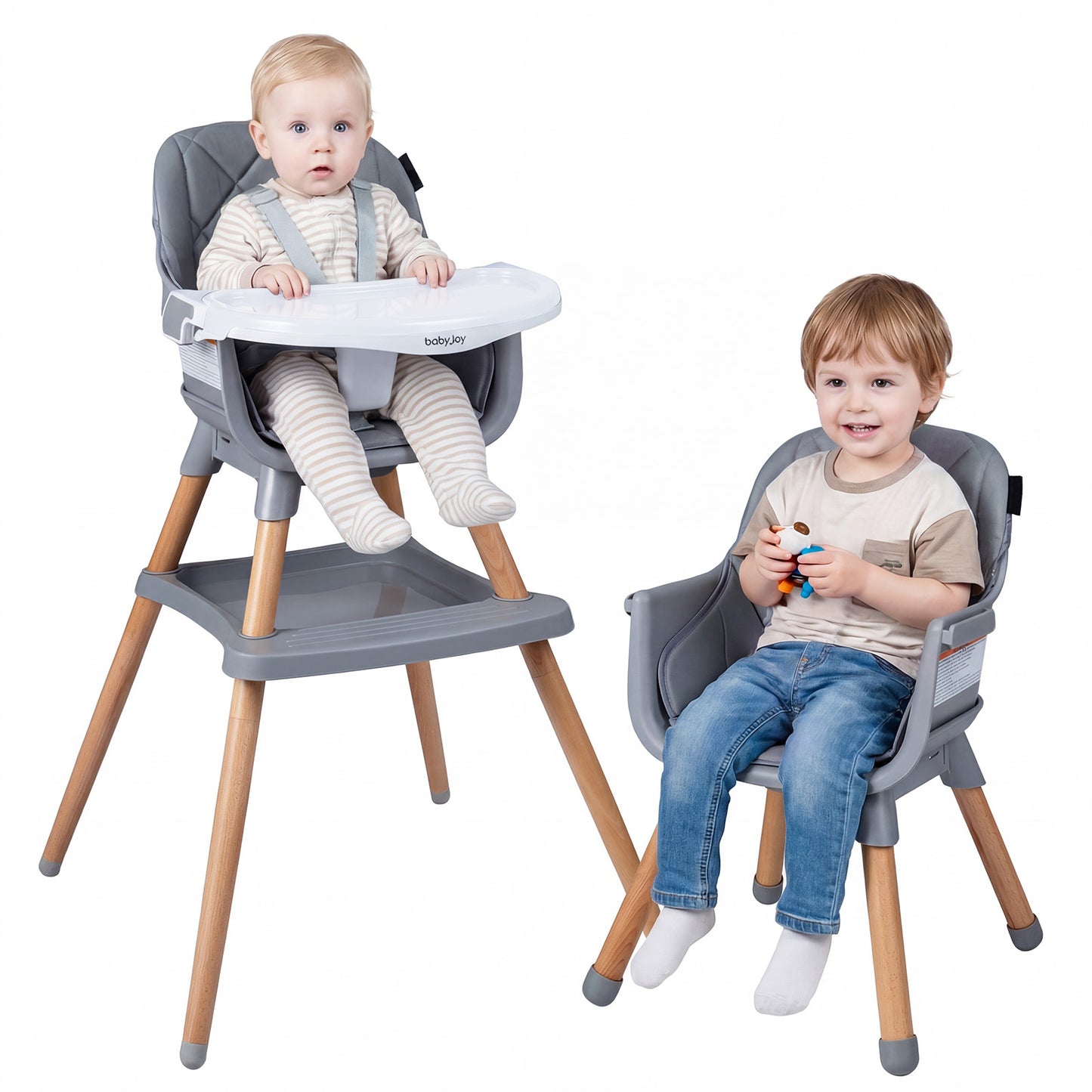 Grey 9-In-1 Convertible High Chair | Waterproof Cushion & Booster