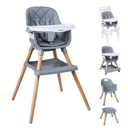 Grey 9-In-1 Convertible High Chair | Waterproof Cushion & Booster