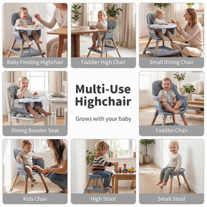 Grey 9-In-1 Convertible High Chair | Waterproof Cushion & Booster