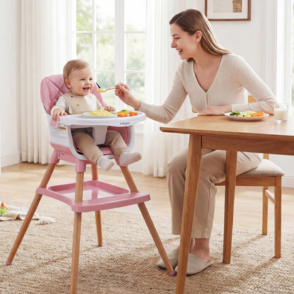 Pink 9-In-1 Convertible High Chair | Waterproof Cushion & Booster