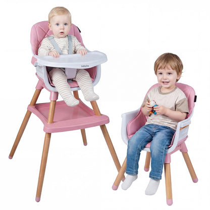 Pink 9-In-1 Convertible High Chair | Waterproof Cushion & Booster