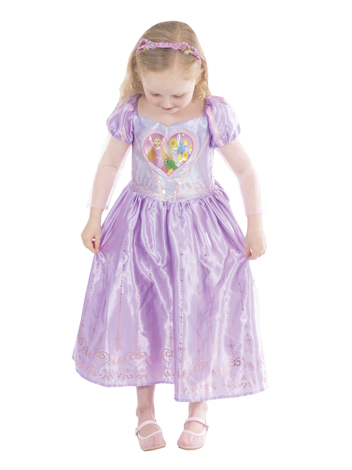 Rapunzel Loveheart Deluxe Girls Costume | Purple & Gold Sequin