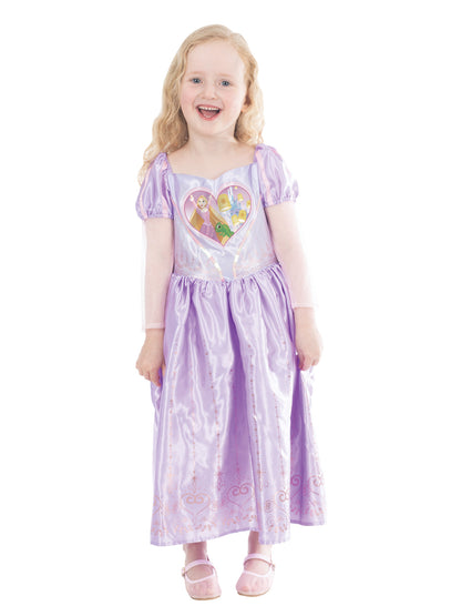 Rapunzel Loveheart Deluxe Girls Costume | Purple & Gold Sequin