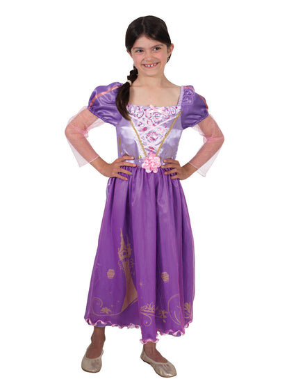 Rapunzel Deluxe Costume | Pink Satin Dress with Story Print